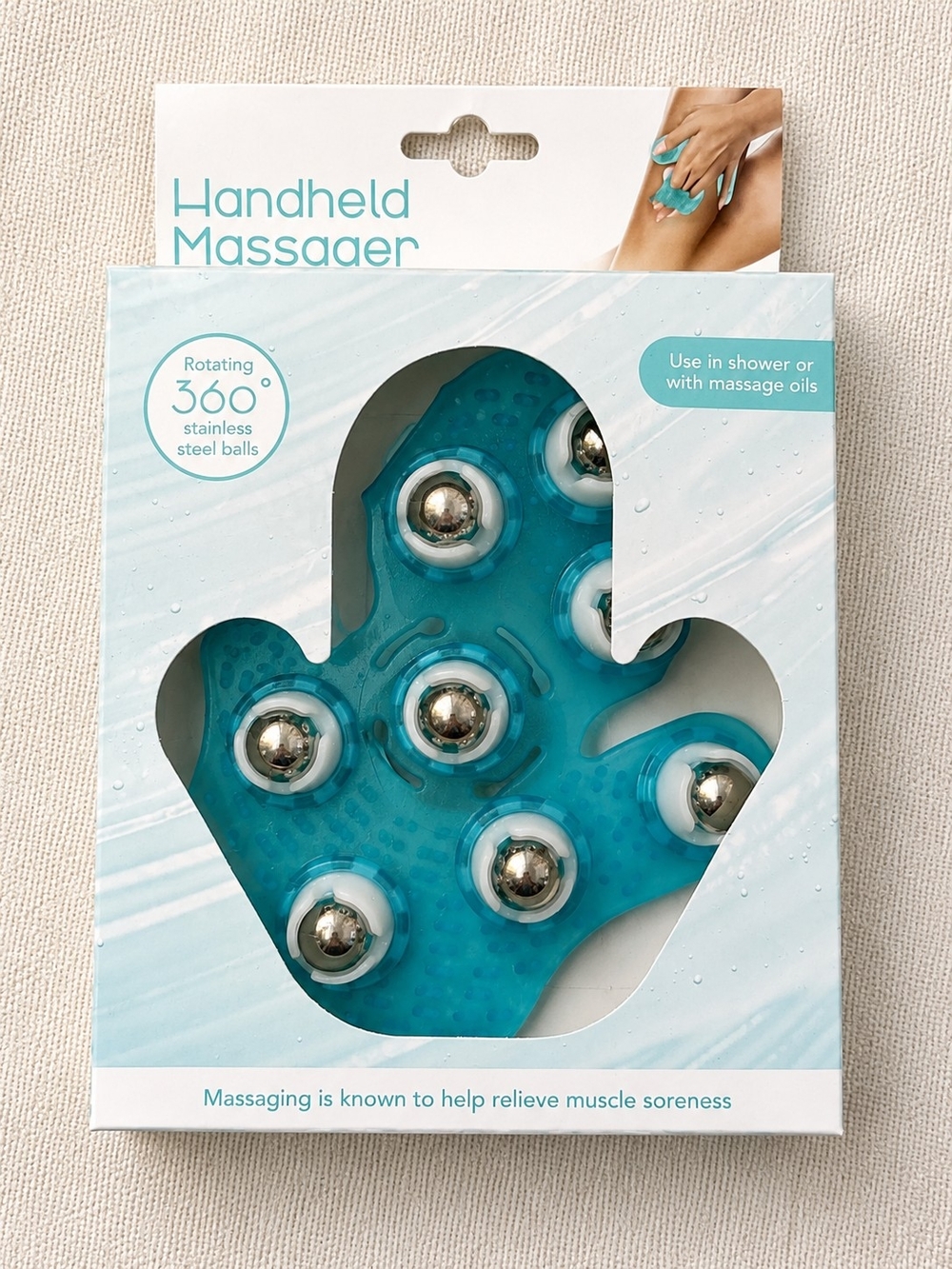Handheld Massager in Teal with Stainless Steel Balls